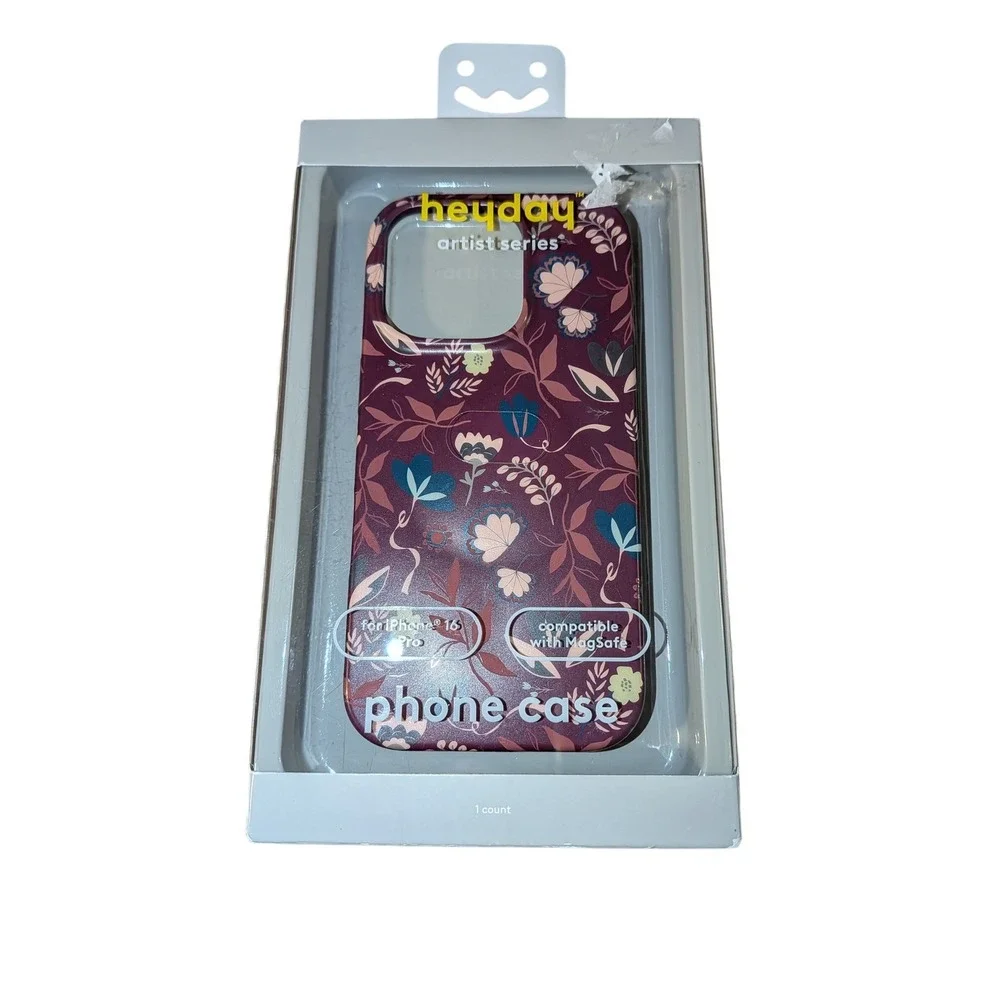 Heyday Artist Series iPhone 16 Pro Case MagSafe Allie Dettmann Floral Burgundy